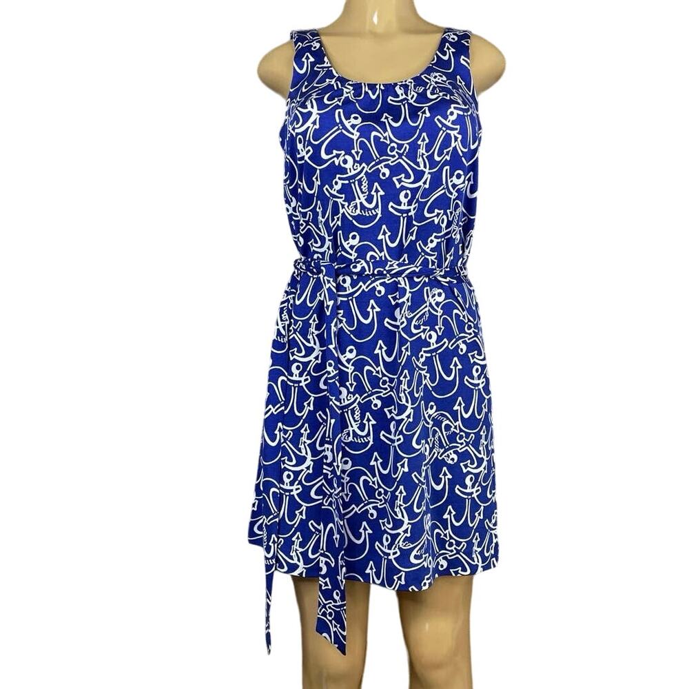 Lilly Pulitzer Cedar Knit Nautical Anchors Away Dress Sleeveless True Blue Sz XS